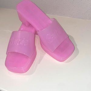 Forever 21 x Barbie Jelly Platform Heel Slides, 7